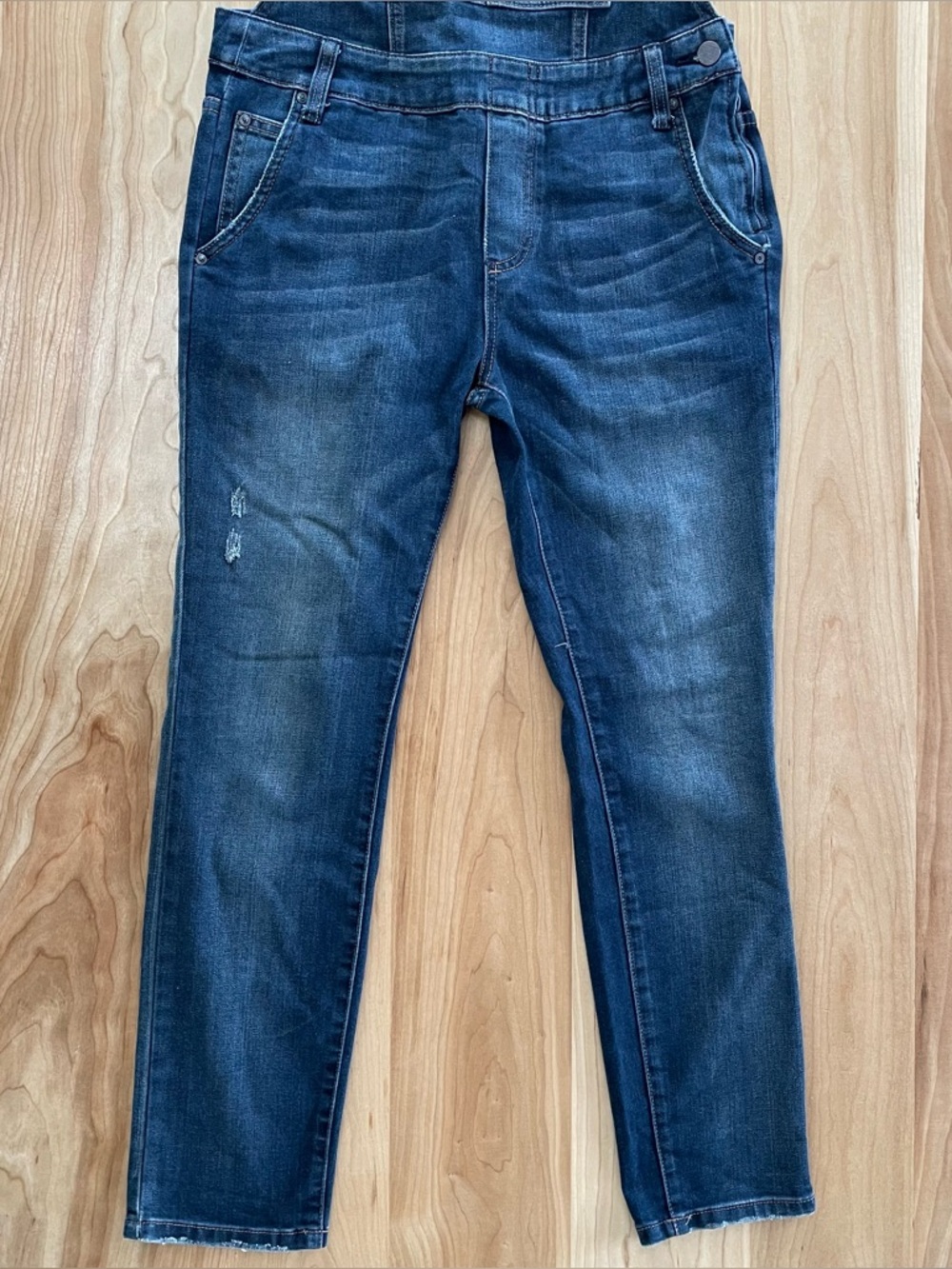Free People Denim Overall Bibs Distressed Utility Stretch Size 26 - Picture 4 of 9